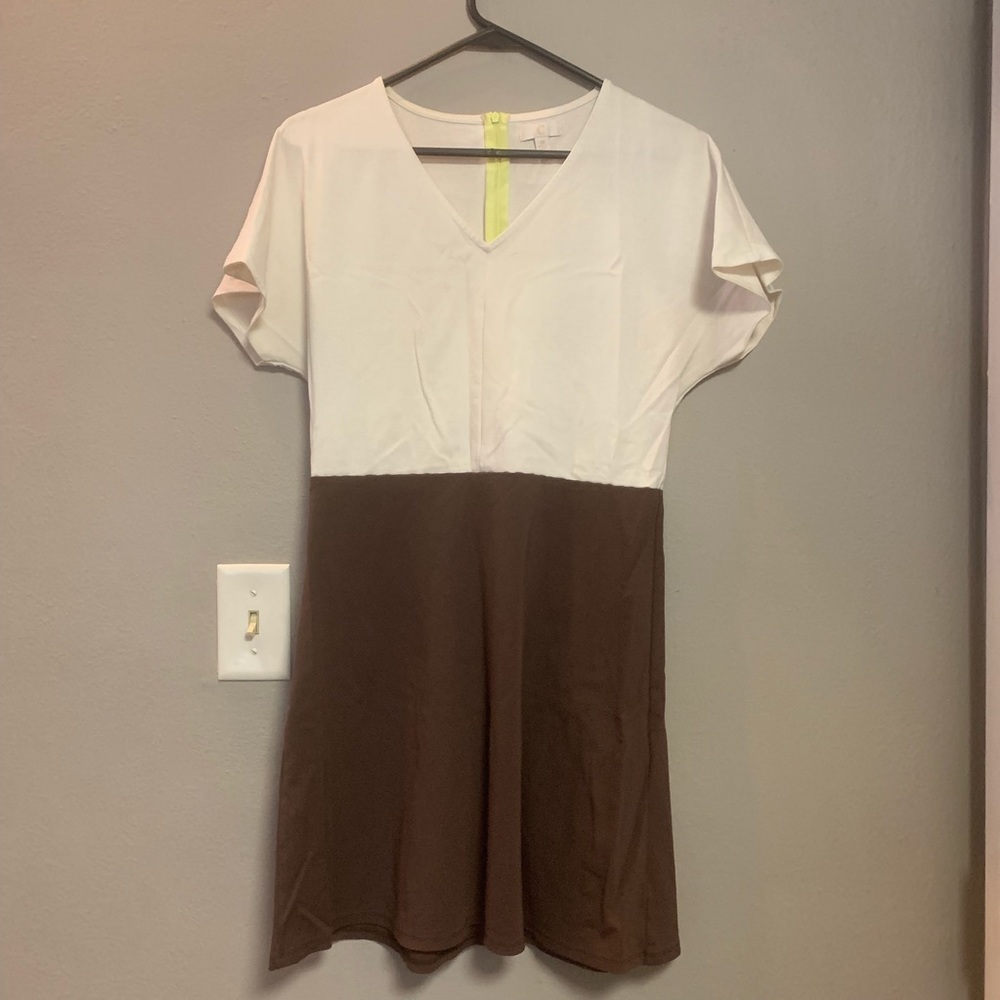 Brown and White flattering dress